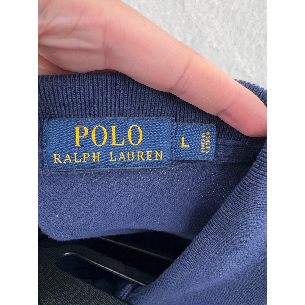 Polo Ralph Lauren - Long Sleeve Polo Pique Cotton - Navy Blue - L - Mens - Picture 4 of 9